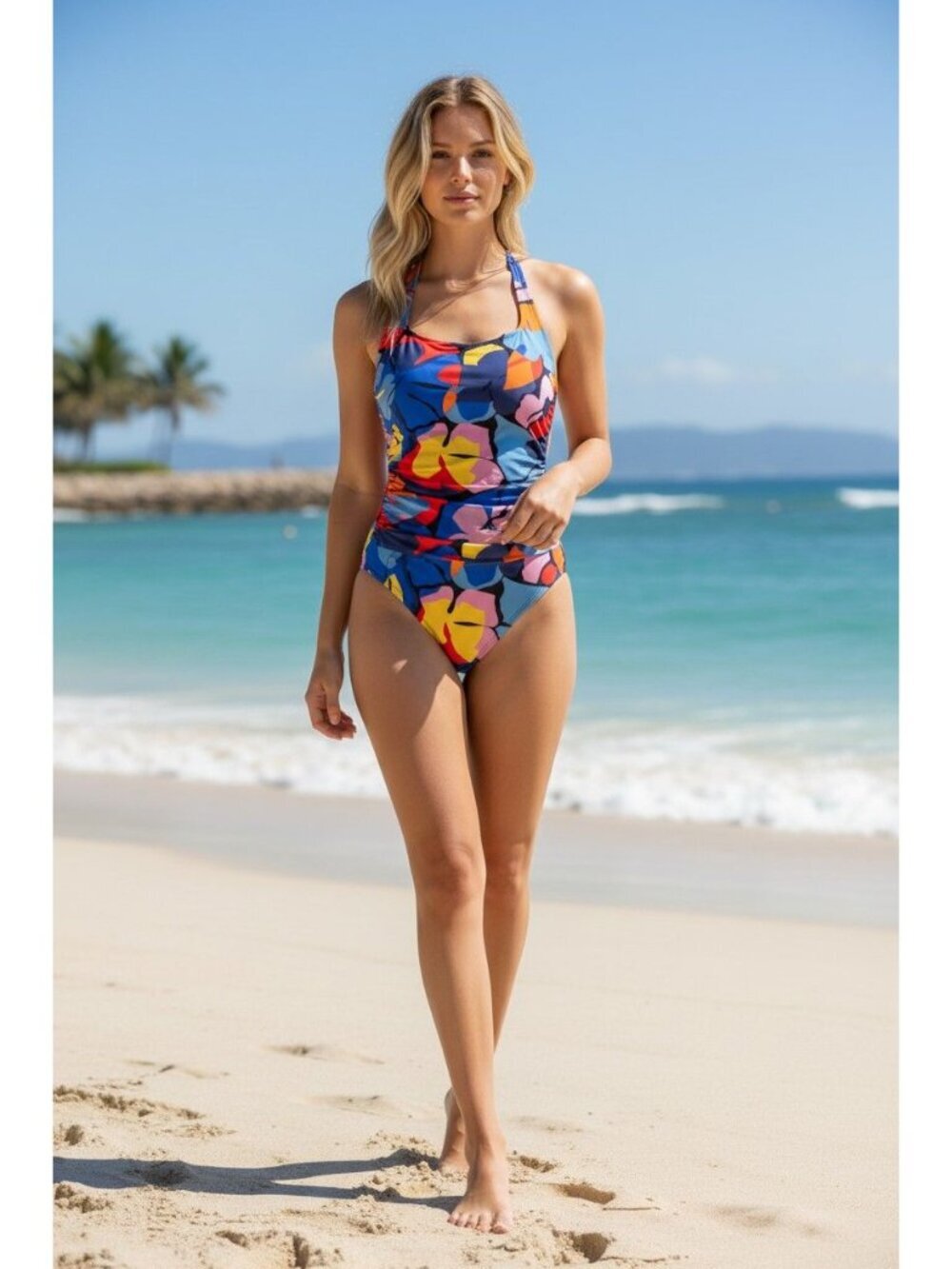Nautica Women's One Piece Floral Swimsuit size S